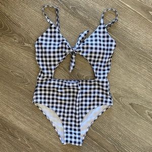 Super CUTE Triangle Cut Gingham one piece Swimsuit